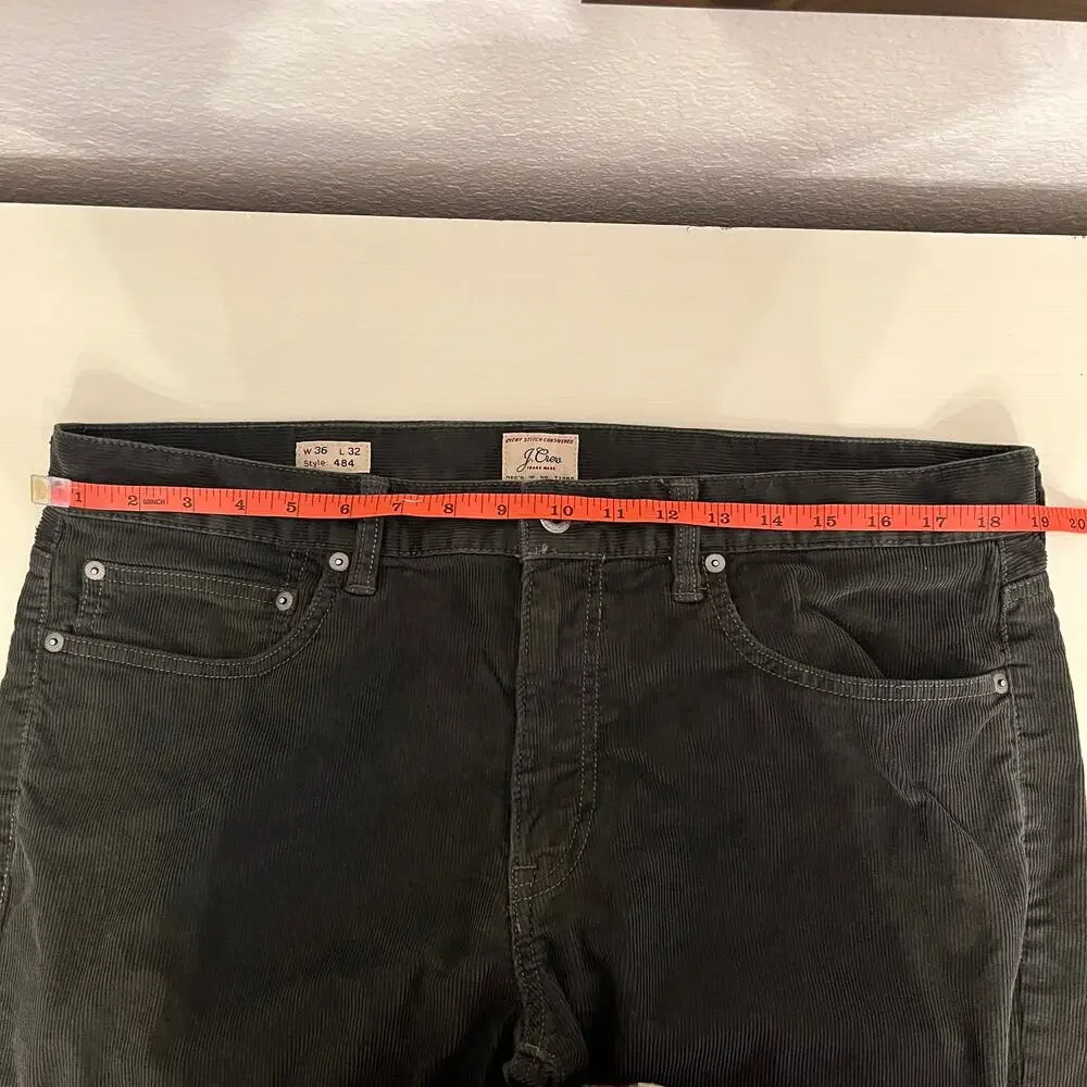 J Crew 484 Slim Fit Corduroy‎ Pants Mens 36x31 Cords Jeans Gray Cotton Stretch